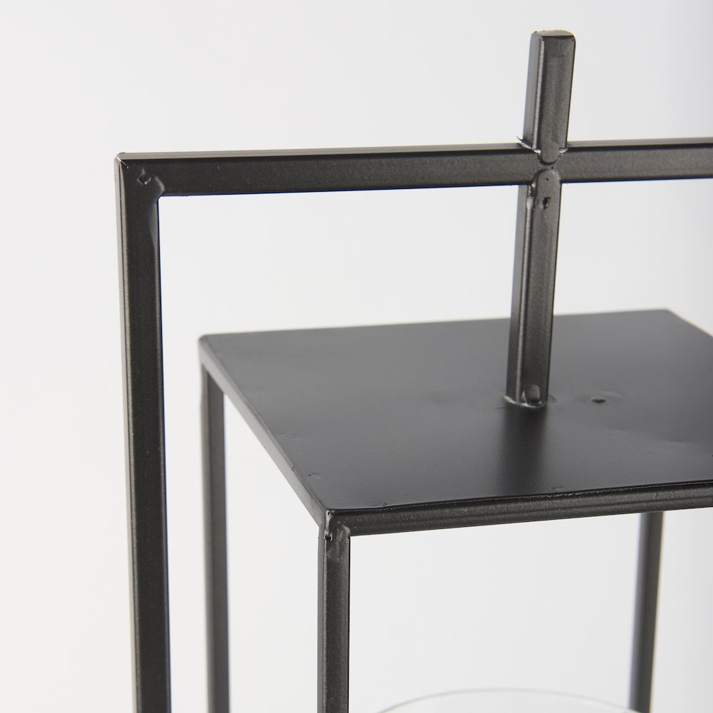 Albus I Large Black Metal Rectangular Table Candle Holder. Picture 6