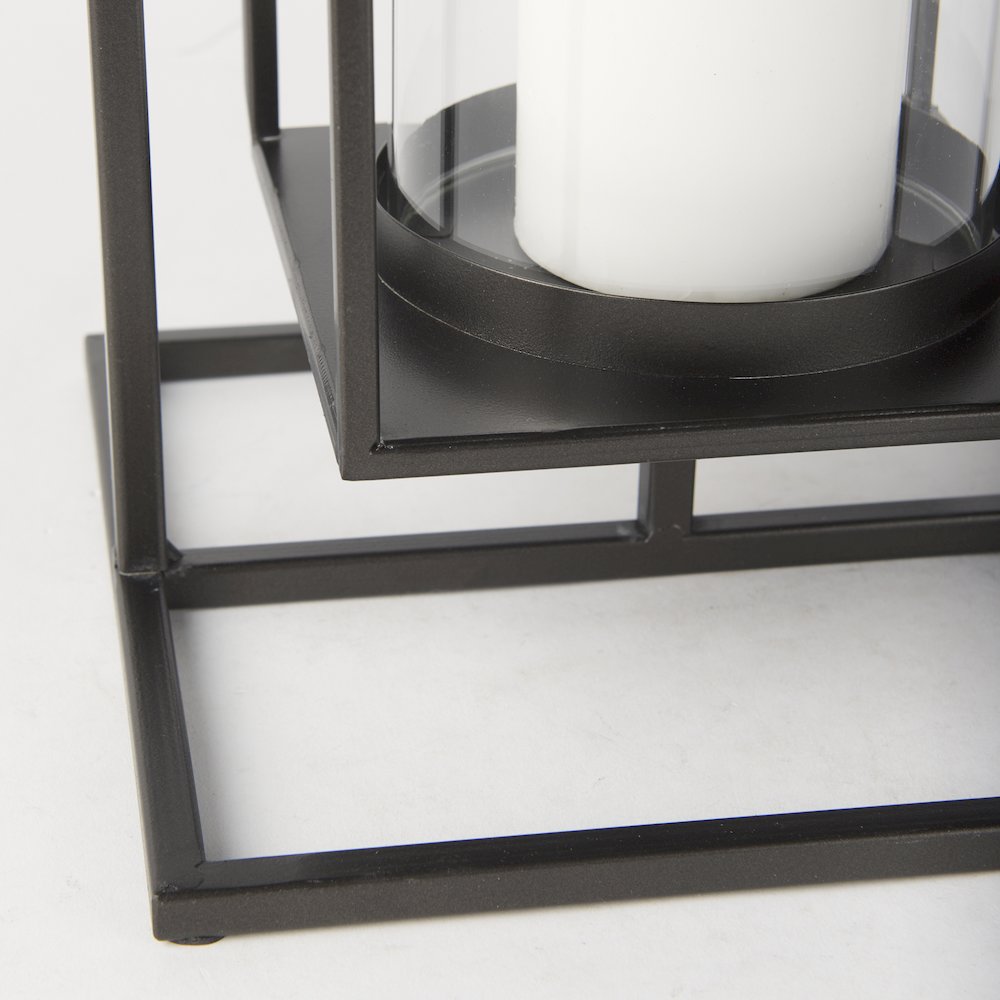 Albus I Large Black Metal Rectangular Table Candle Holder. Picture 8