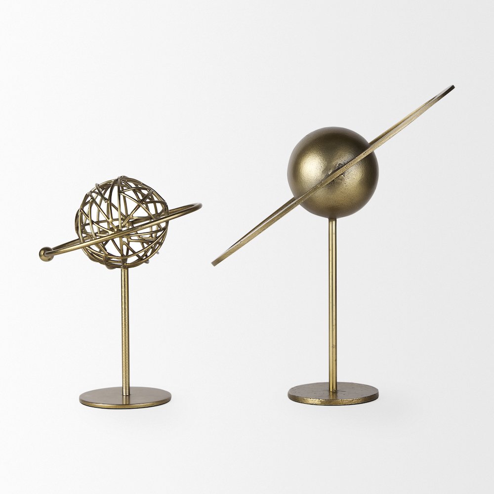 Atlas 10.0L x 8.0W x 12.0H Gold Metal Solar System Ornament. Picture 10