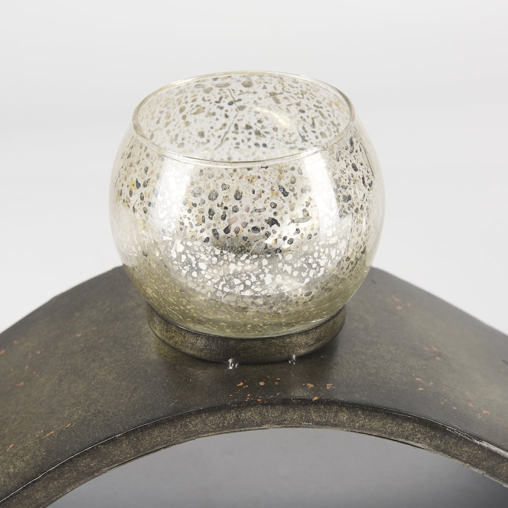 Lux Copper Metal Five Hurricane Glass Holder Table Candle Holder. Picture 5