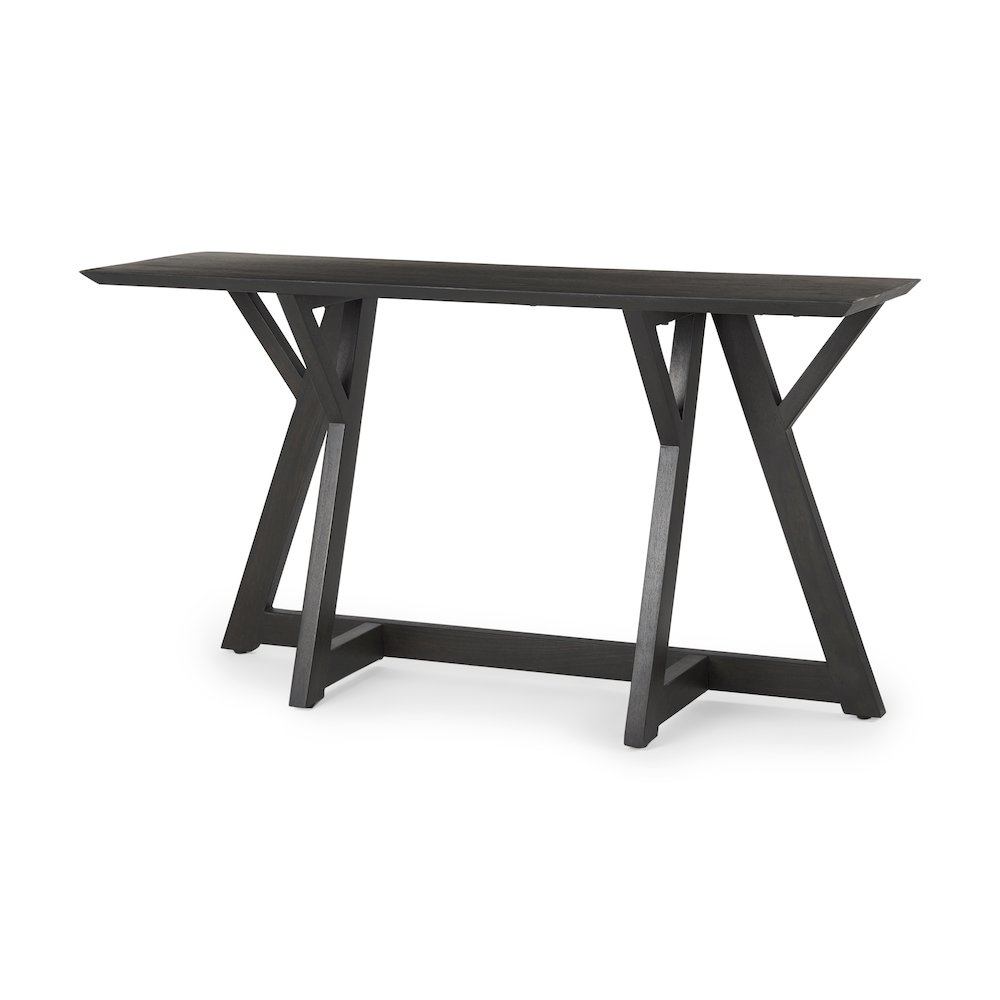 Jennings 54.0L x 16.0W x 29.5H Dark Brown Wood Console Table. Picture 1