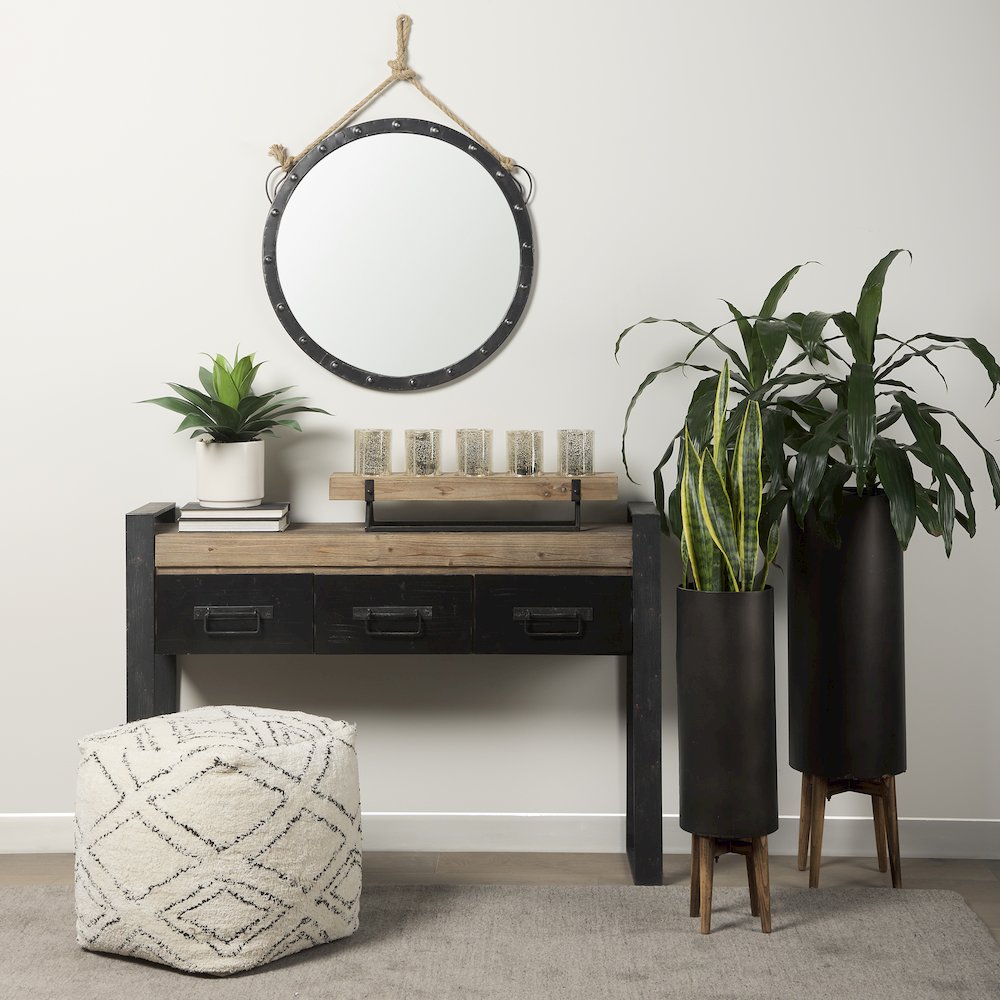 Pendula 27L x 27H Round Metal Frame Mirror. Picture 7
