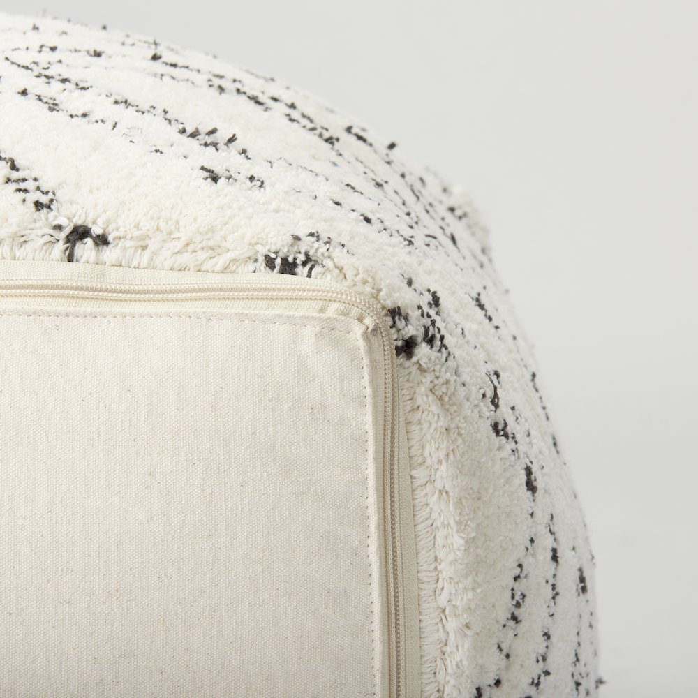 Tapir Beige Cotton Argyle Pattern Square Pouf. Picture 9