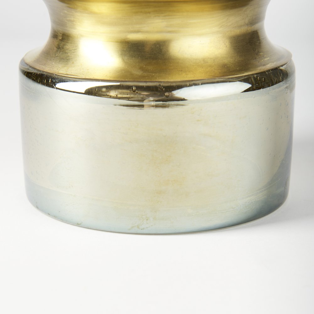 Adriatic I Small Brushed Gold Metal Glass Vase. Picture 6