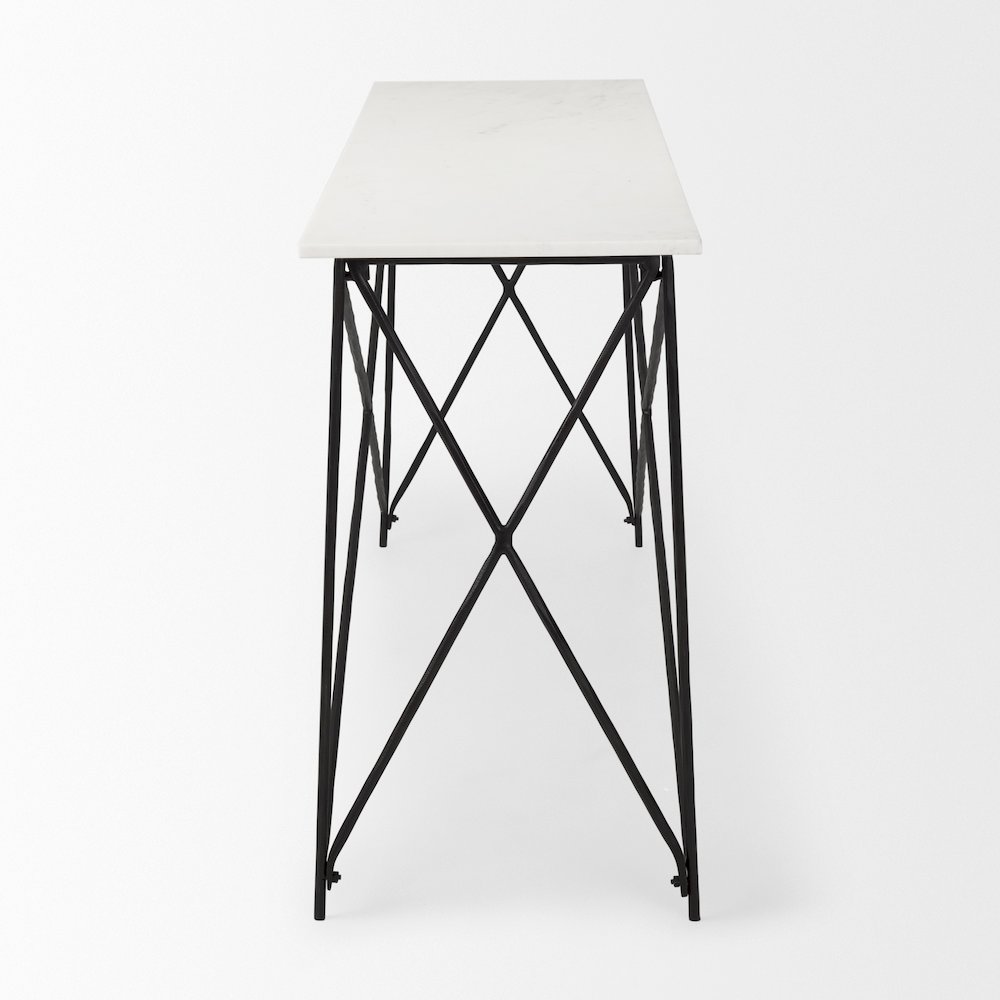 Lorlei Marble Top w/ Black Iron Base Console Table. Picture 2