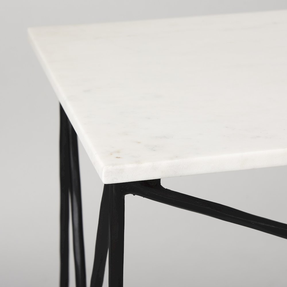 Lorlei Marble Top w/ Black Iron Base Console Table. Picture 4