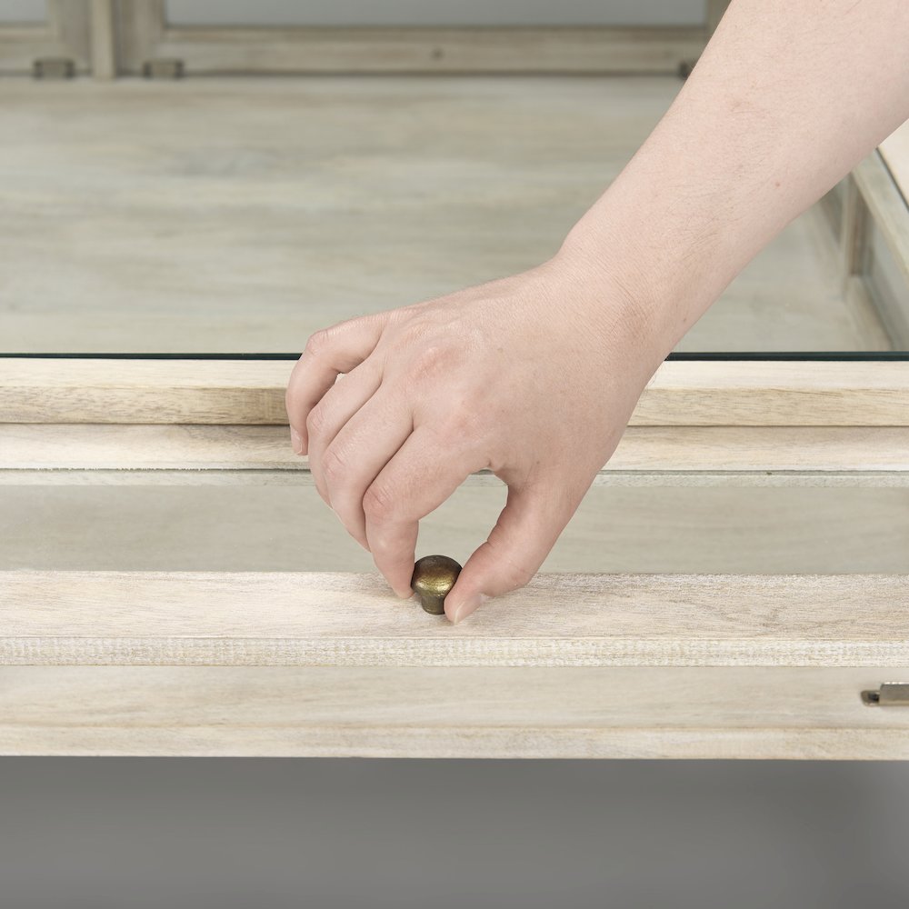 42L x 42W x 15H White Wood W/ Gold Metal Base Square Display Coffee Table. Picture 6