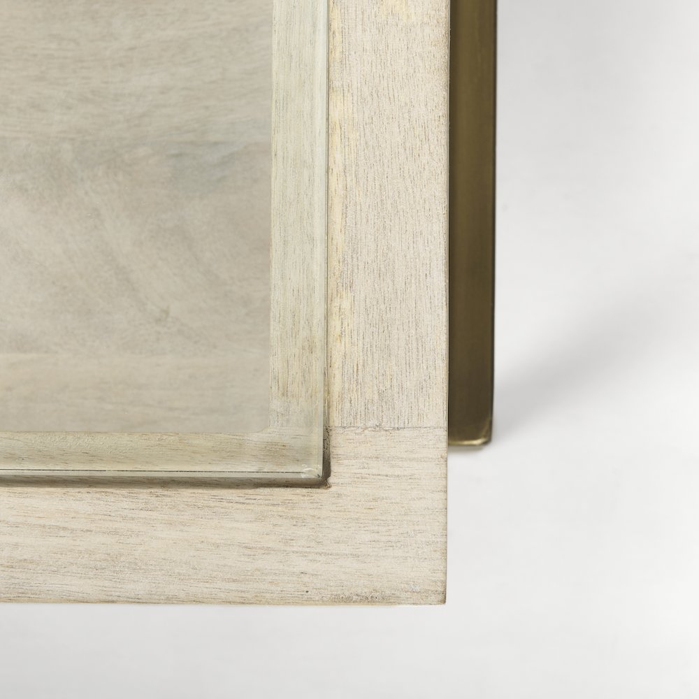 42L x 42W x 15H White Wood W/ Gold Metal Base Square Display Coffee Table. Picture 8