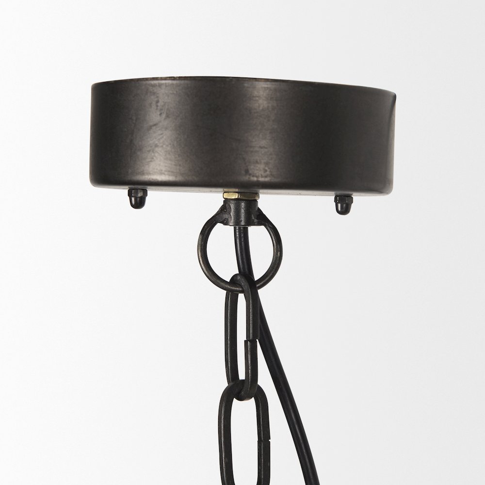 Selma Black Wood Bead and Metal Chandelier. Picture 2