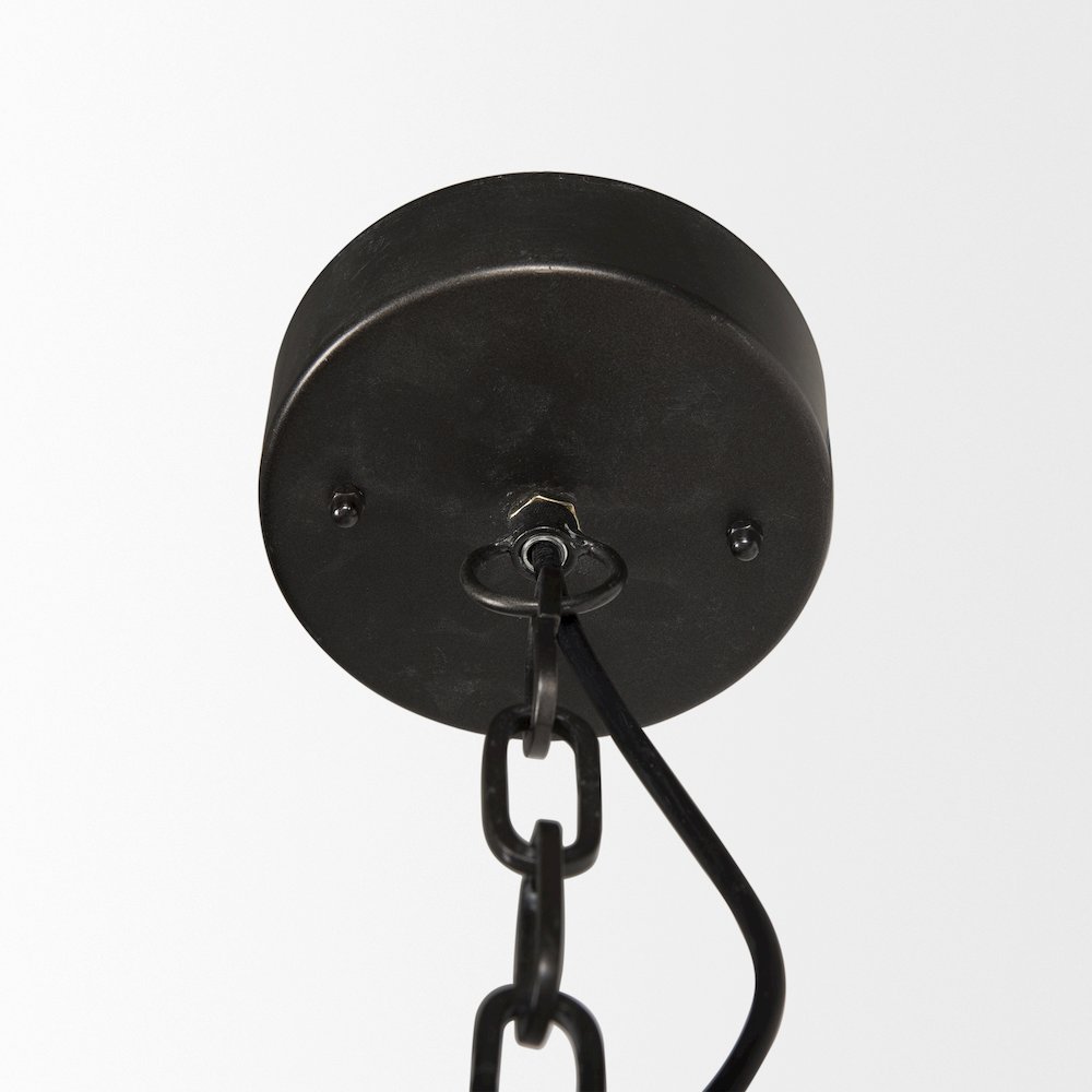 Selma Black Wood Bead and Metal Chandelier. Picture 3
