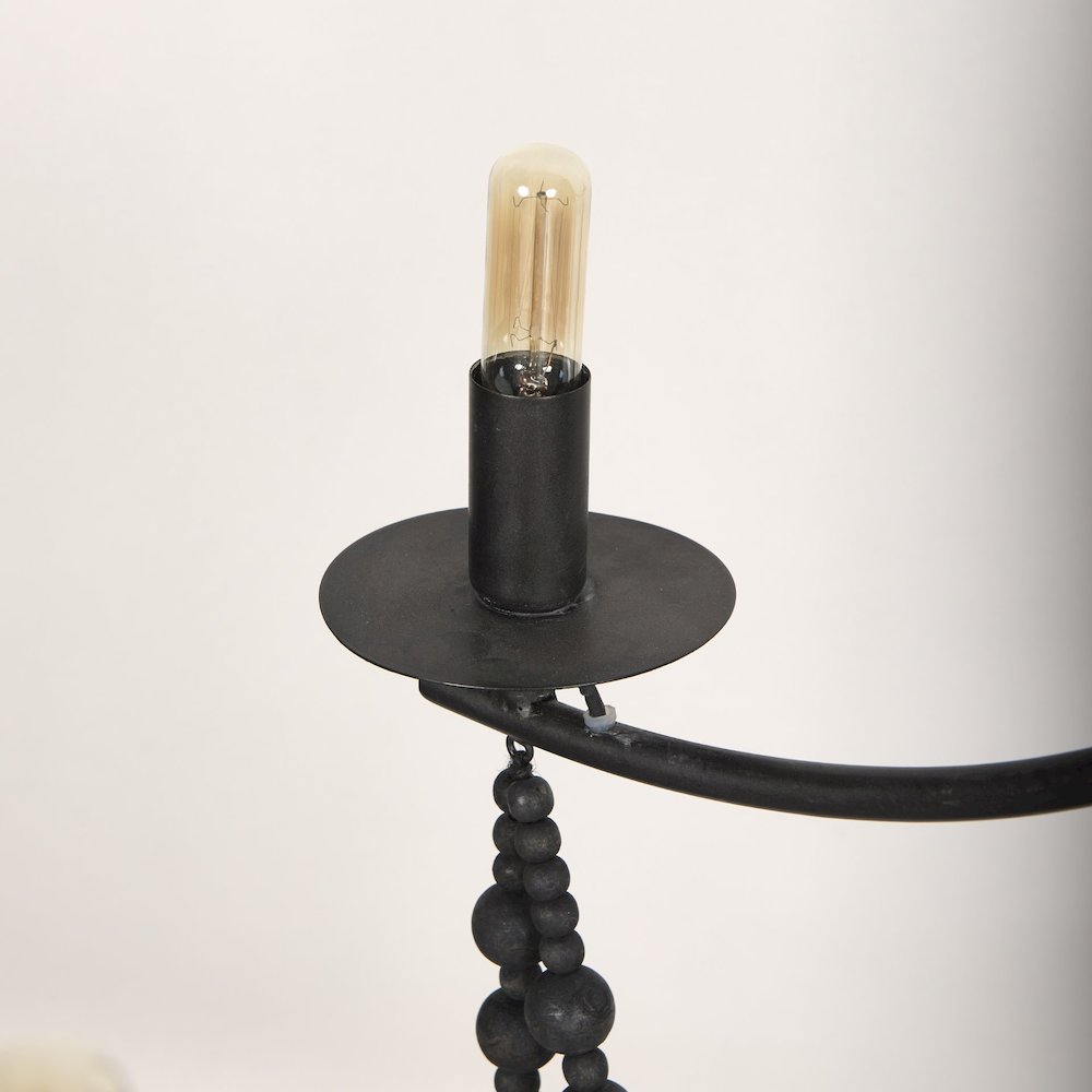 Selma Black Wood Bead and Metal Chandelier. Picture 5