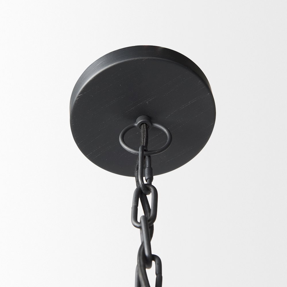 Karina 36" Round Matte Black Hammered Metal Dome Pendant Light. Picture 3