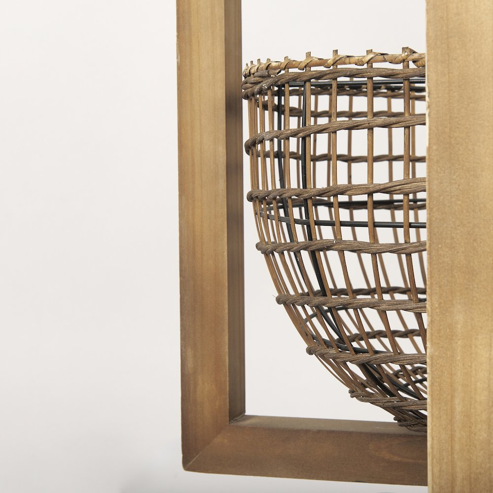 Kiley Warm Wood Basket Lantern Pendant Light. Picture 7