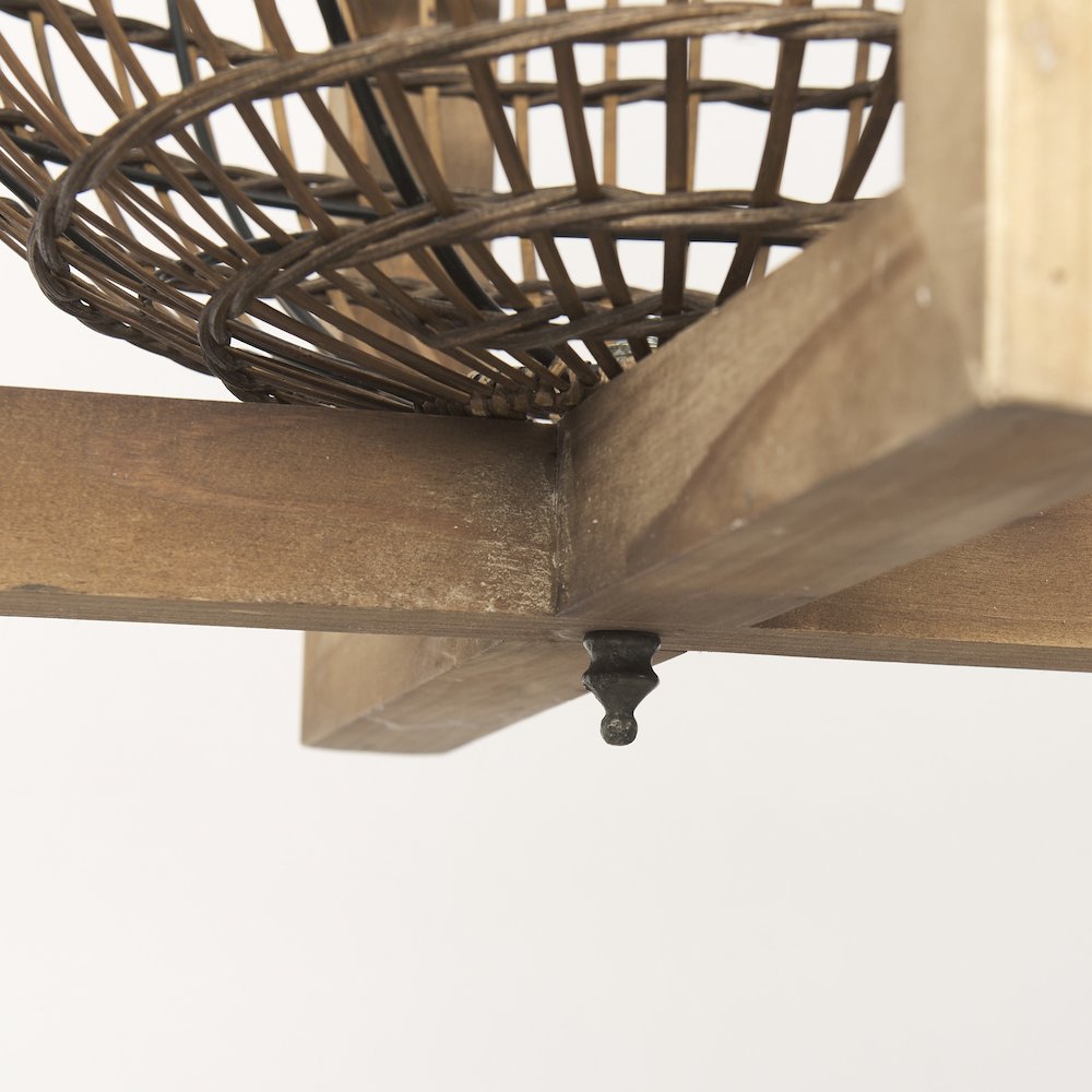 Kiley Warm Wood Basket Lantern Pendant Light. Picture 8