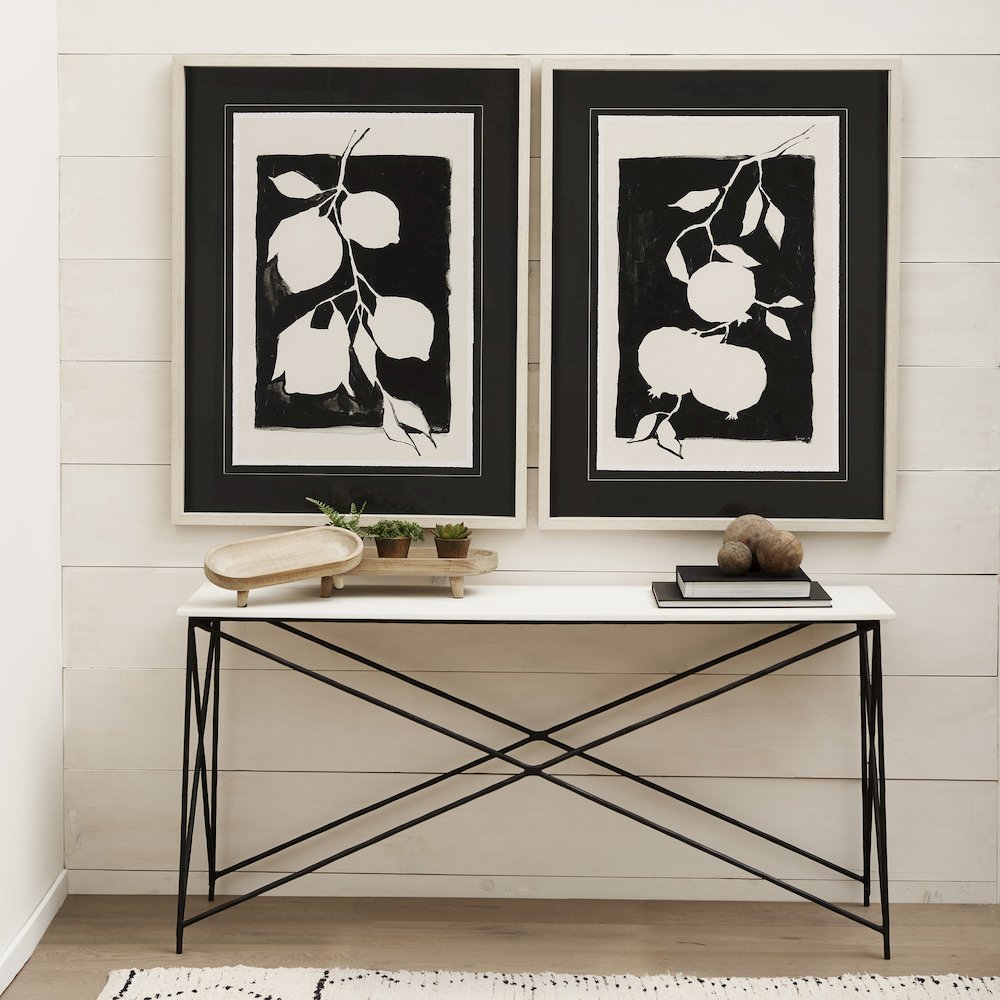 Lorlei Marble Top w/ Black Iron Base Console Table. Picture 7