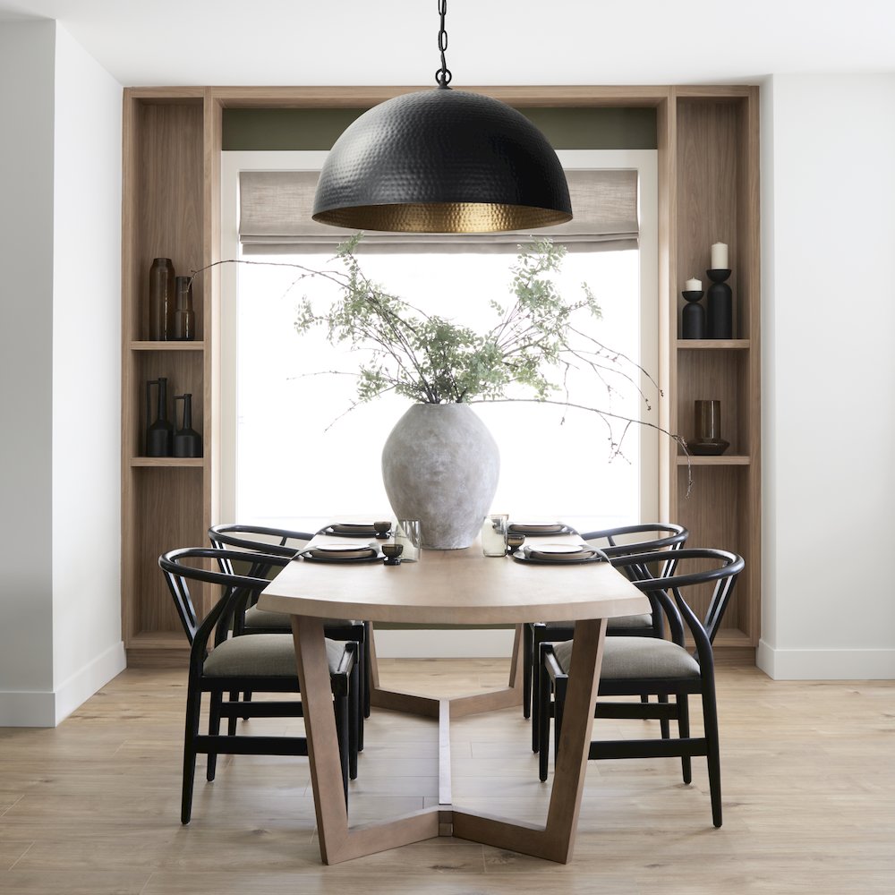 Karina 36" Round Matte Black Hammered Metal Dome Pendant Light. Picture 7
