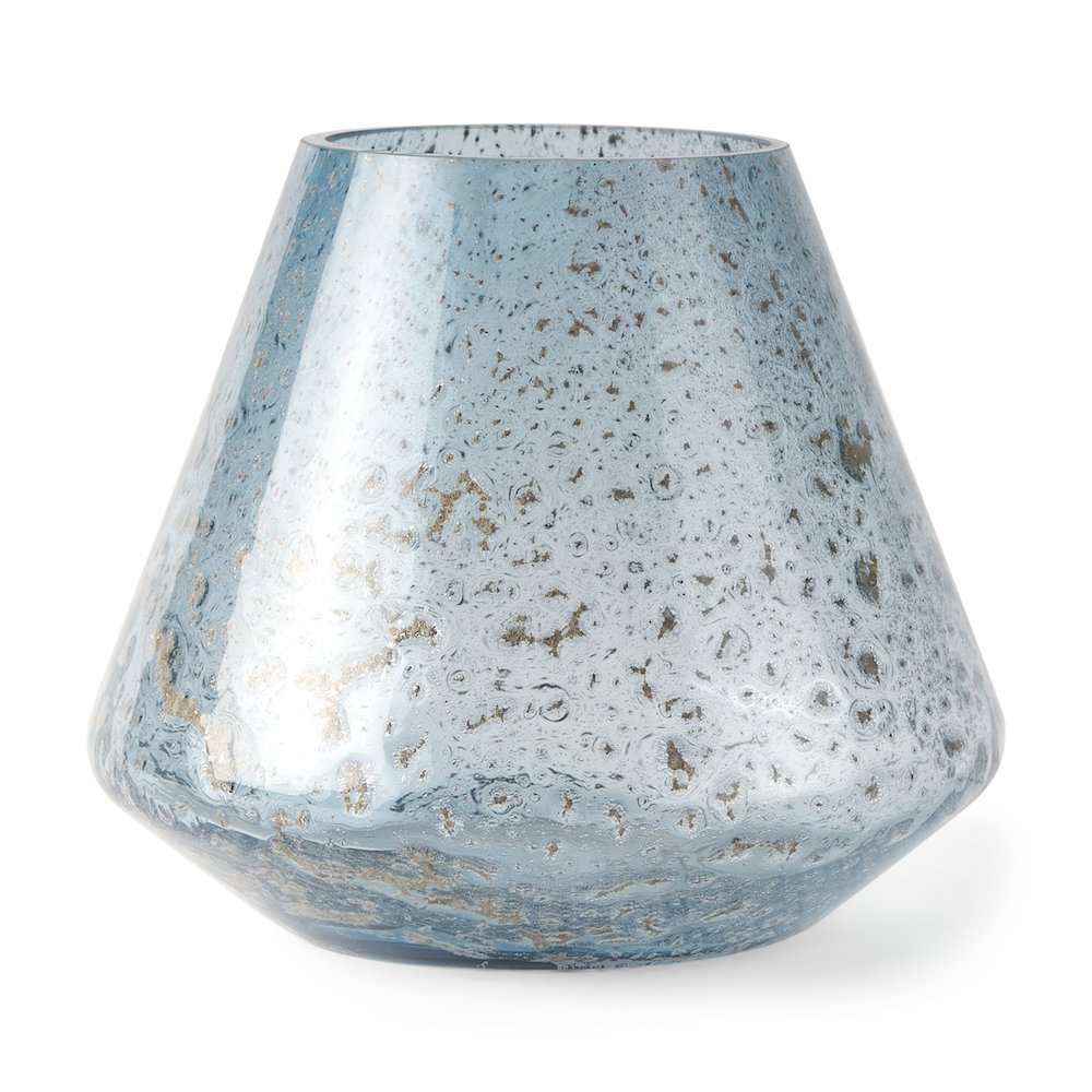 Robyn Short Blue Glass Vase. Picture 1