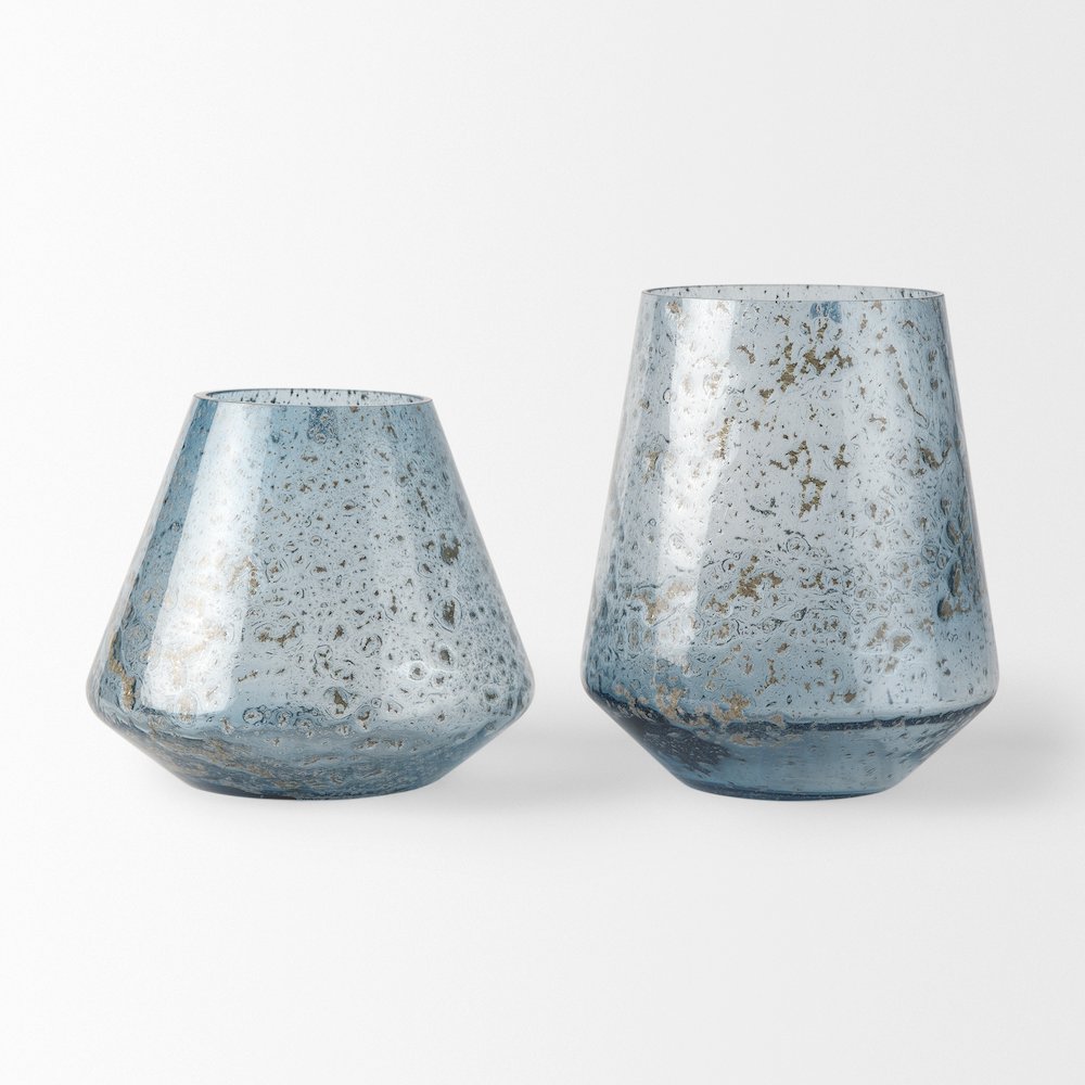 Robyn Tall Blue Glass Vase. Picture 8