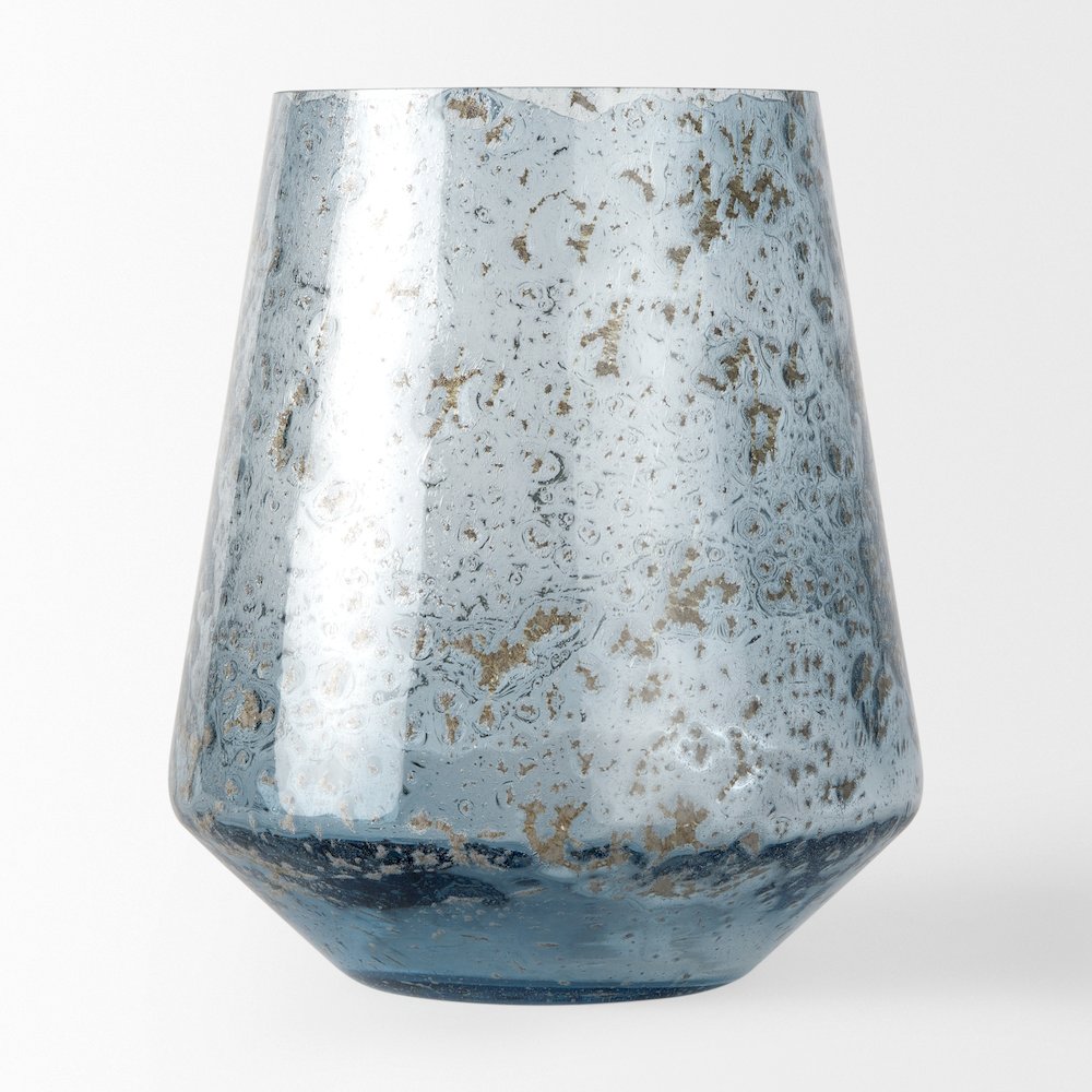 Robyn Tall Blue Glass Vase. Picture 3