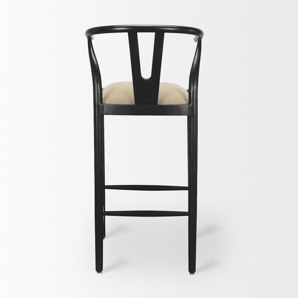 Trixie Black Wood Frame w/ Gray Upholstered Seat Bar Stool. Picture 4