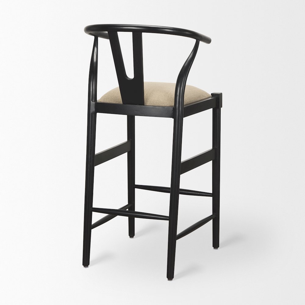 Trixie Black Wood Frame w/ Gray Upholstered Seat Bar Stool. Picture 5