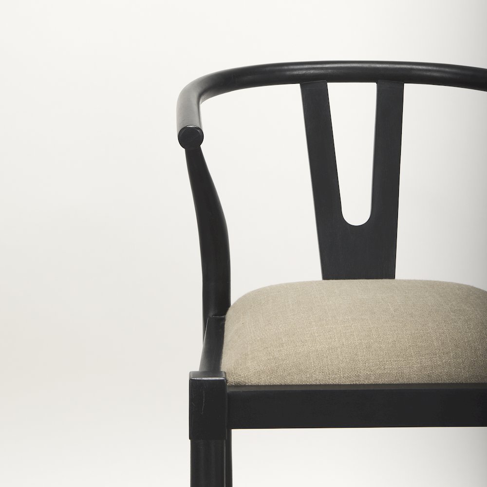 Trixie Black Wood Frame w/ Gray Upholstered Seat Bar Stool. Picture 8
