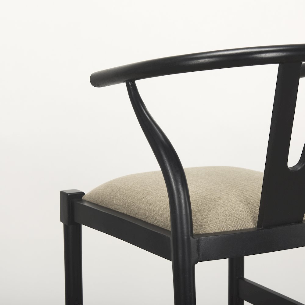 Trixie Black Wood Frame w/ Gray Upholstered Seat Bar Stool. Picture 9