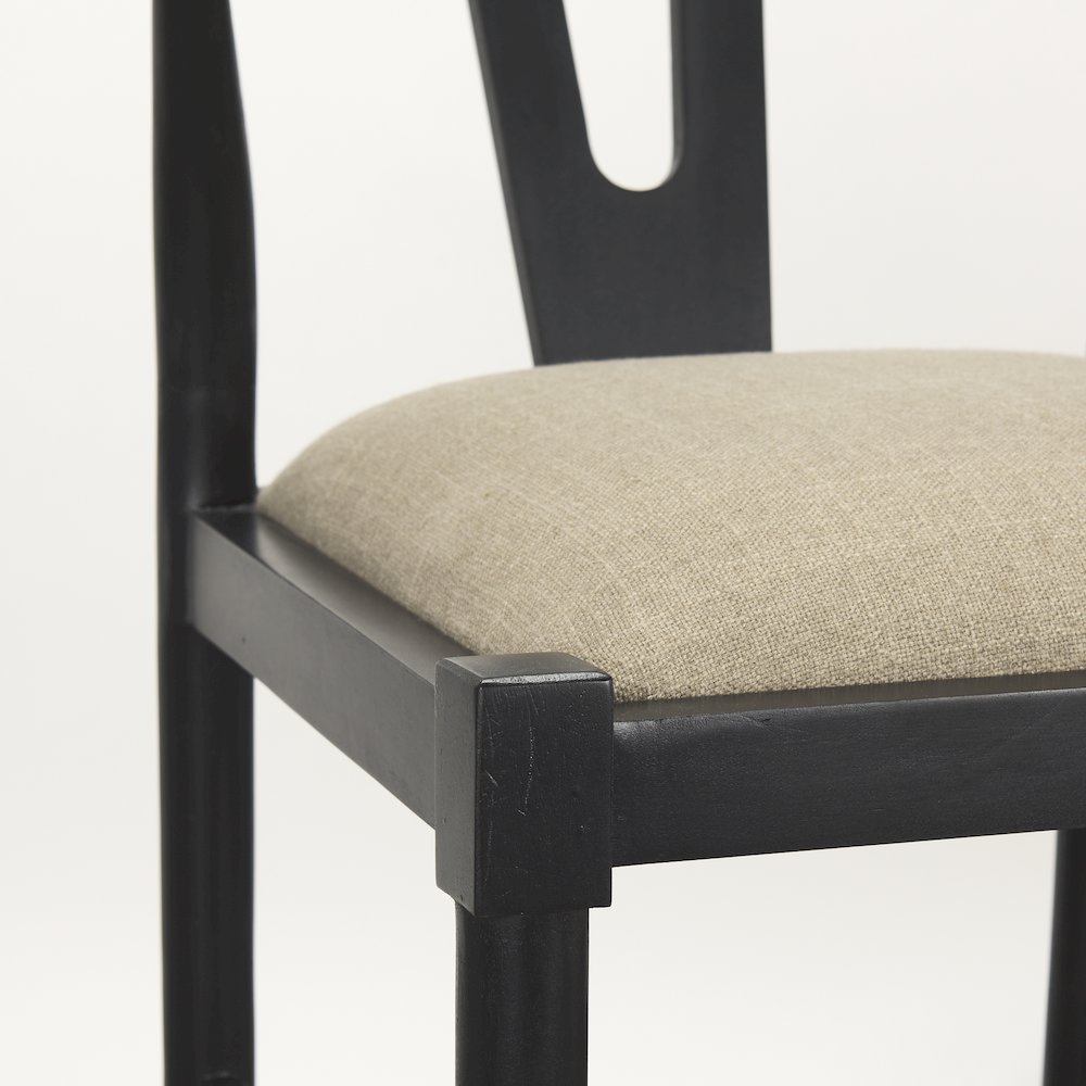 Trixie Black Wood Frame w/ Gray Upholstered Seat Bar Stool. Picture 11