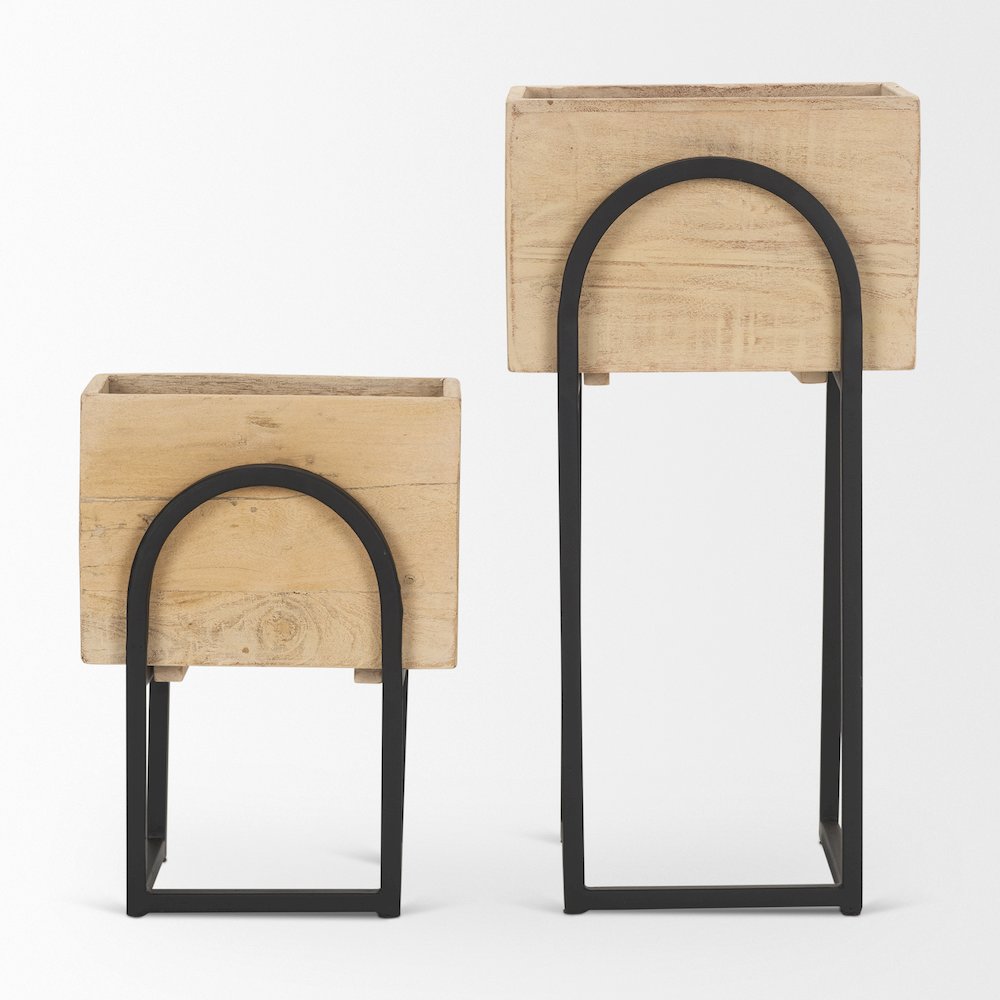 Jadine Set of 2  Beige Wood w/ Black Metal Arch Frames. Picture 3