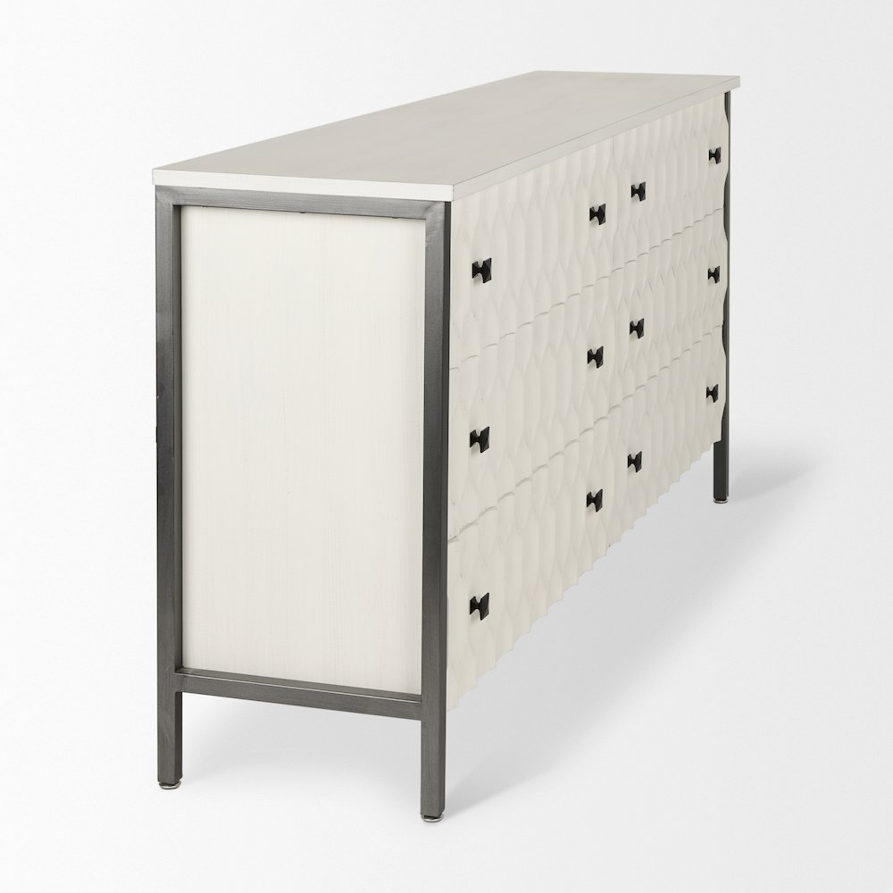 Savannah White Fir Veneer w/ Gray Metal 6-Drawer Sideboard. Picture 4