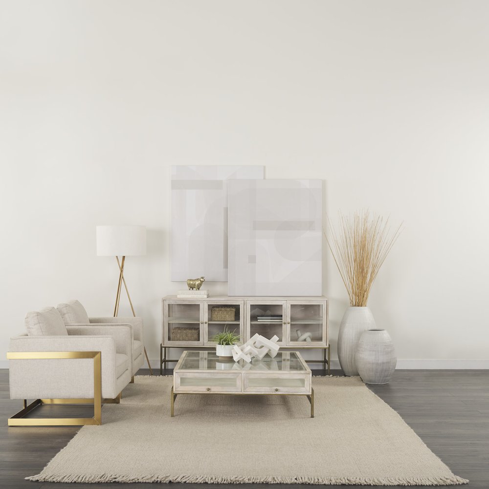 42L x 42W x 15H White Wood W/ Gold Metal Base Square Display Coffee Table. Picture 10