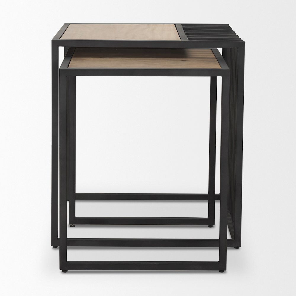 Miles Black Metal w/ Light Wood Nesting End/Side Table. Picture 2