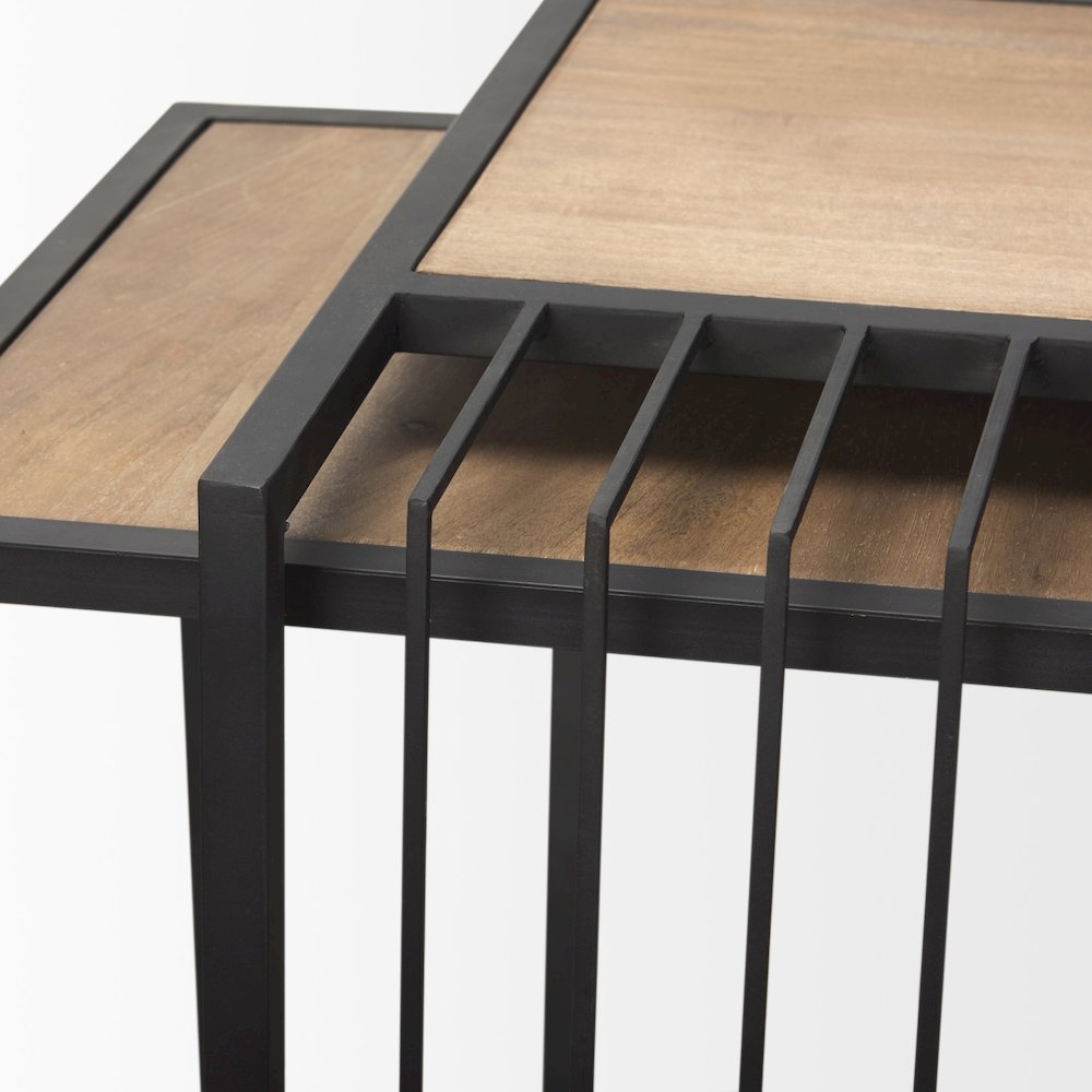 Miles Black Metal w/ Light Wood Nesting End/Side Table. Picture 7