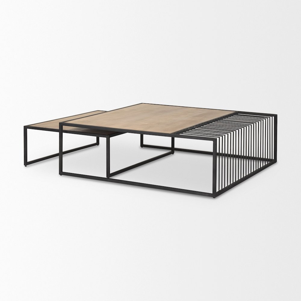 Miles Black Metal w/ Light Wood Nesting Coffee Table. Picture 4