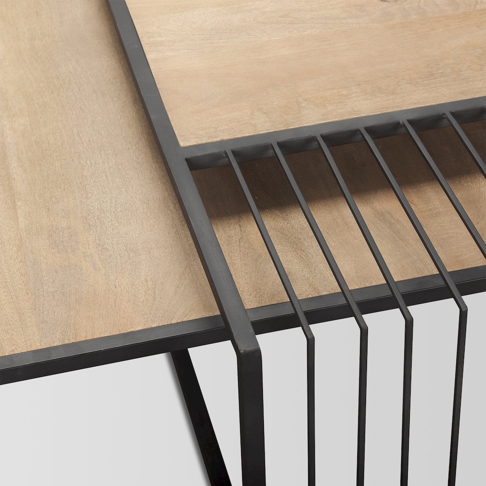 Miles Black Metal w/ Light Wood Nesting Coffee Table. Picture 6