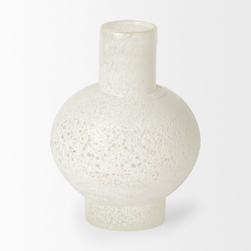 Heket Short White Glass Vase. Picture 2