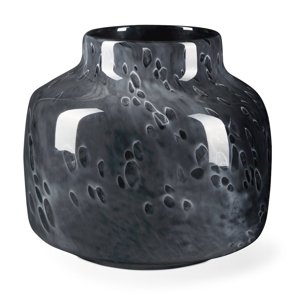 Masai Small Black Mottled Glass Vase. Picture 1