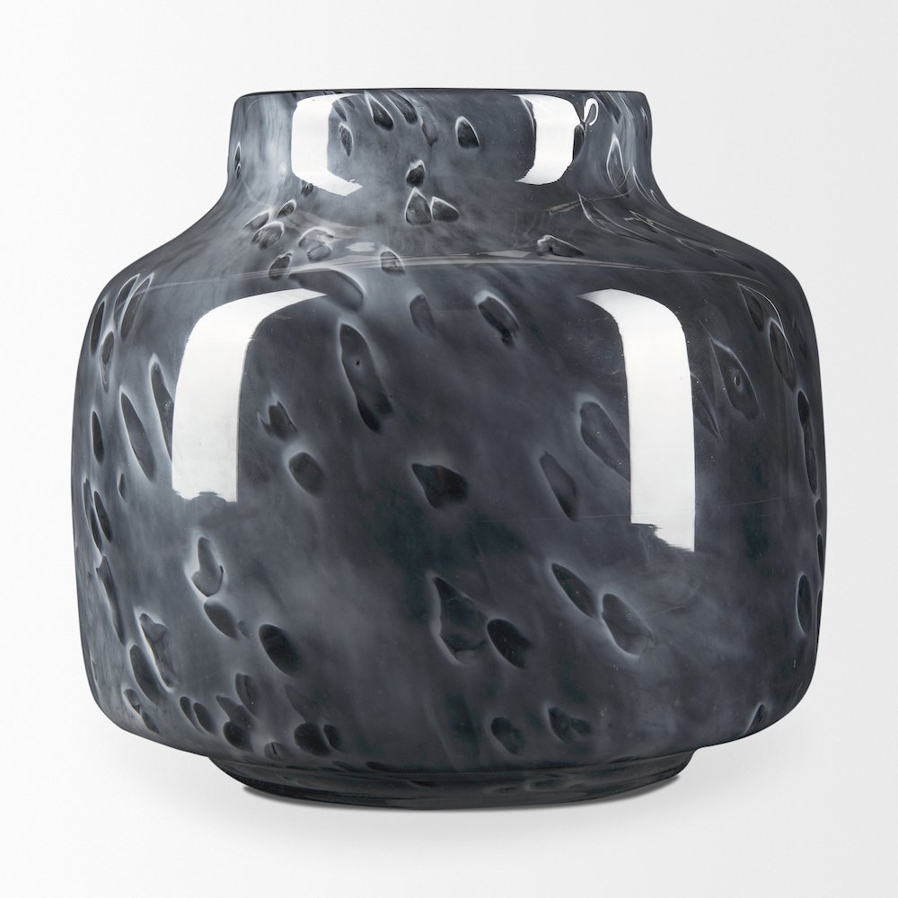 Masai Small Black Mottled Glass Vase. Picture 3