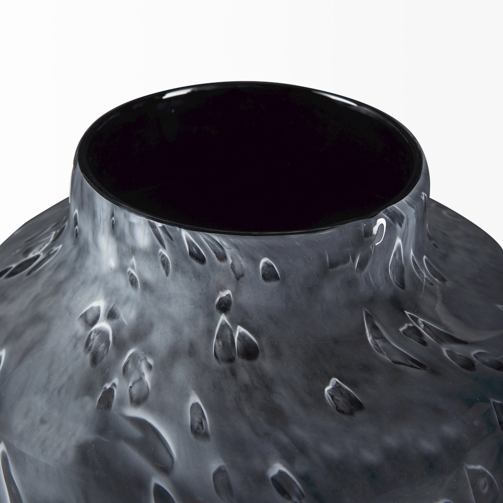 Masai Small Black Mottled Glass Vase. Picture 4