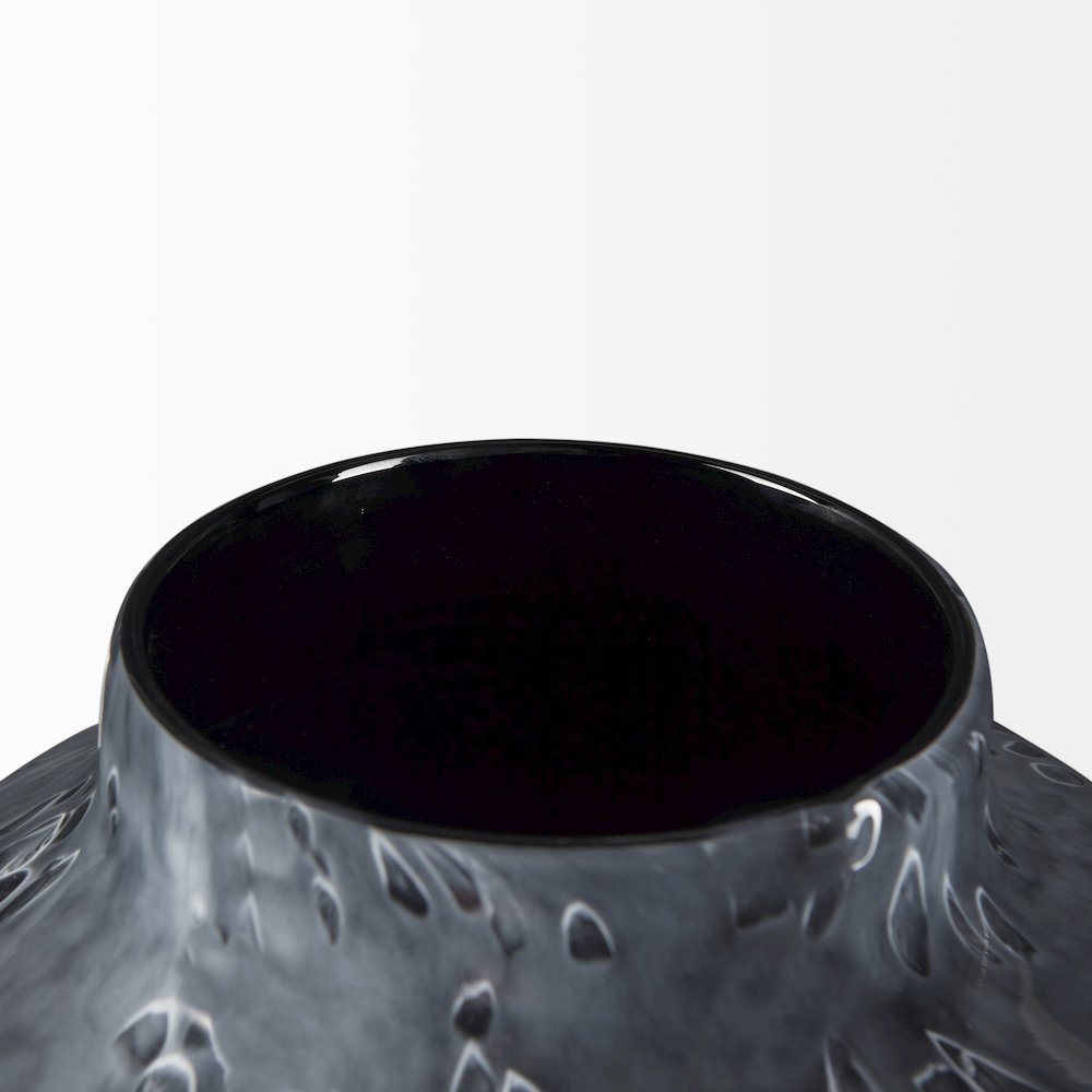 Masai Small Black Mottled Glass Vase. Picture 5