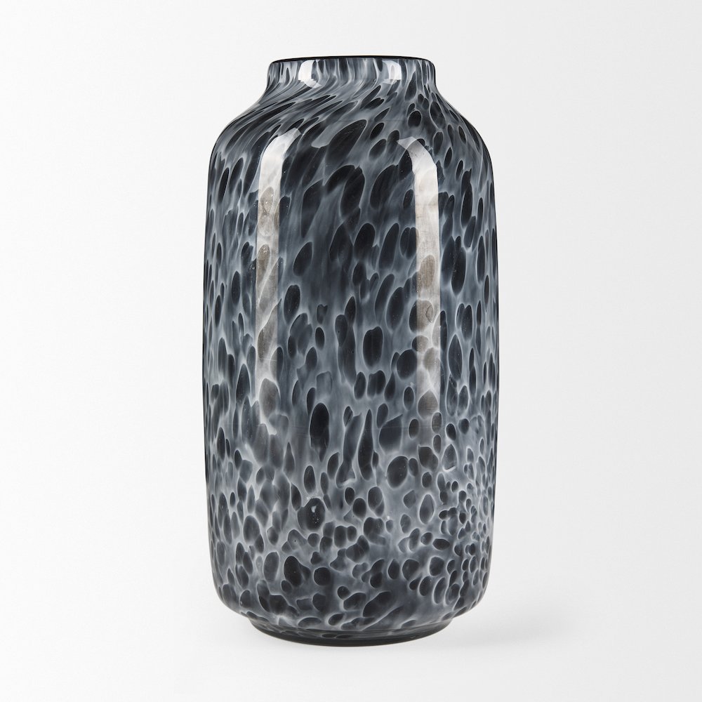 Masai Medium Black Mottled Glass Vase. Picture 3