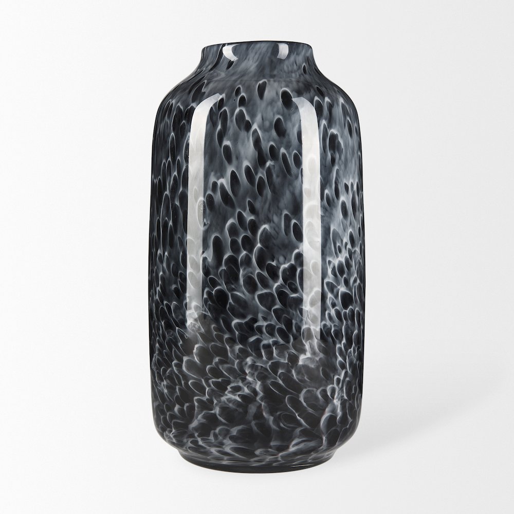 Masai Large Black Mottled Glass Vase. Picture 3