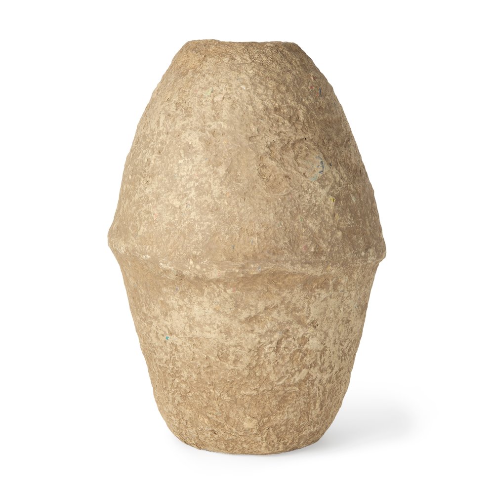 Rundal Large Beige Paper Mache Vase. Picture 1