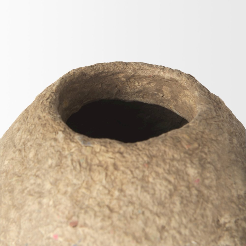 Rundal Large Beige Paper Mache Vase. Picture 4