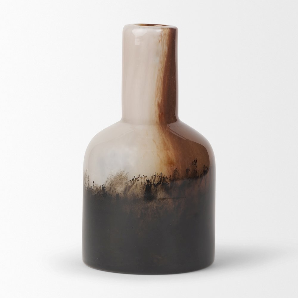 Marans Short Amber Multi-Color Glass Vase. Picture 3