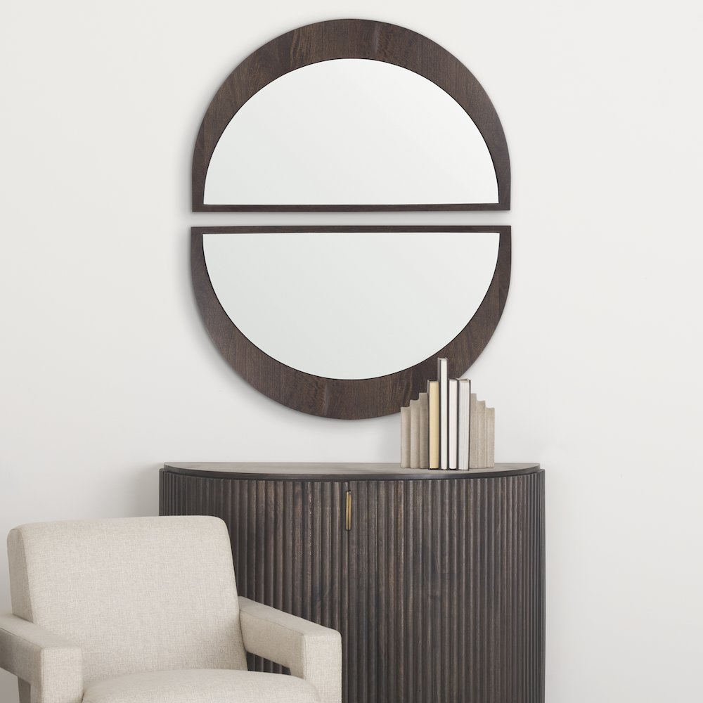Celeste Dark Brown Wood Small Mirror. Picture 10