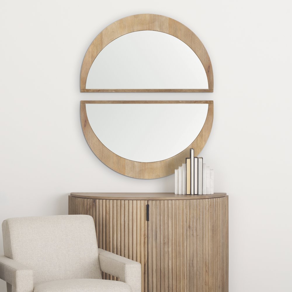 Celeste Light Brown Wood Small Mirror. Picture 10