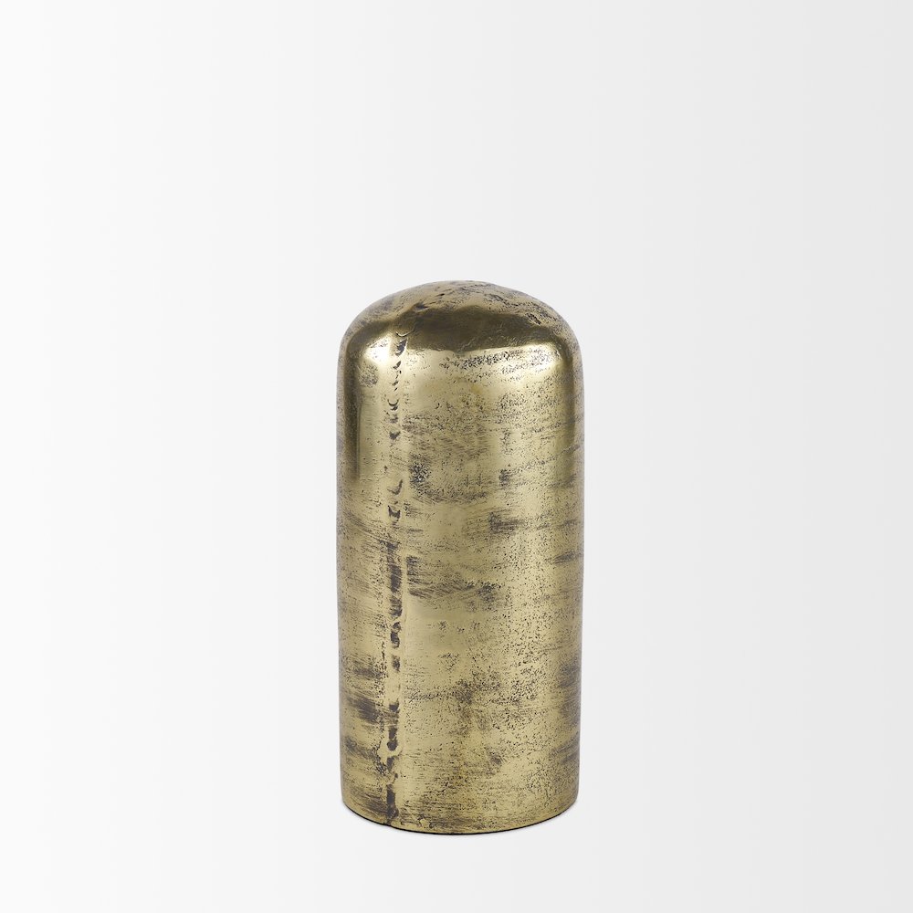 Quonset Tall Brass Finished Aluminum Metal Ornament. Picture 2