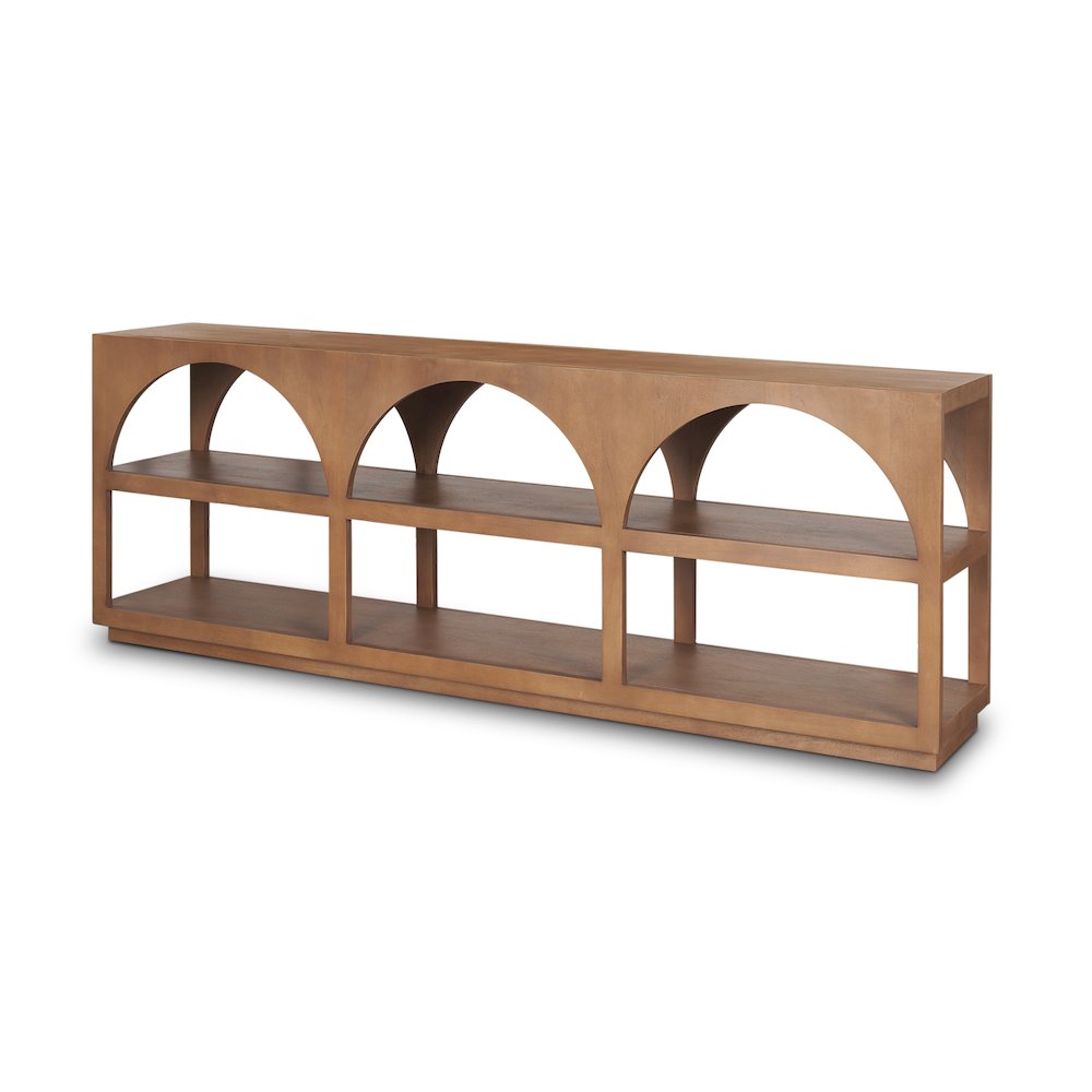 Bela Large Arched Console Table Medium Brown Wood. Picture 1