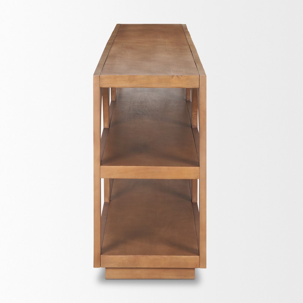 Bela Large Arched Console Table Medium Brown Wood. Picture 3